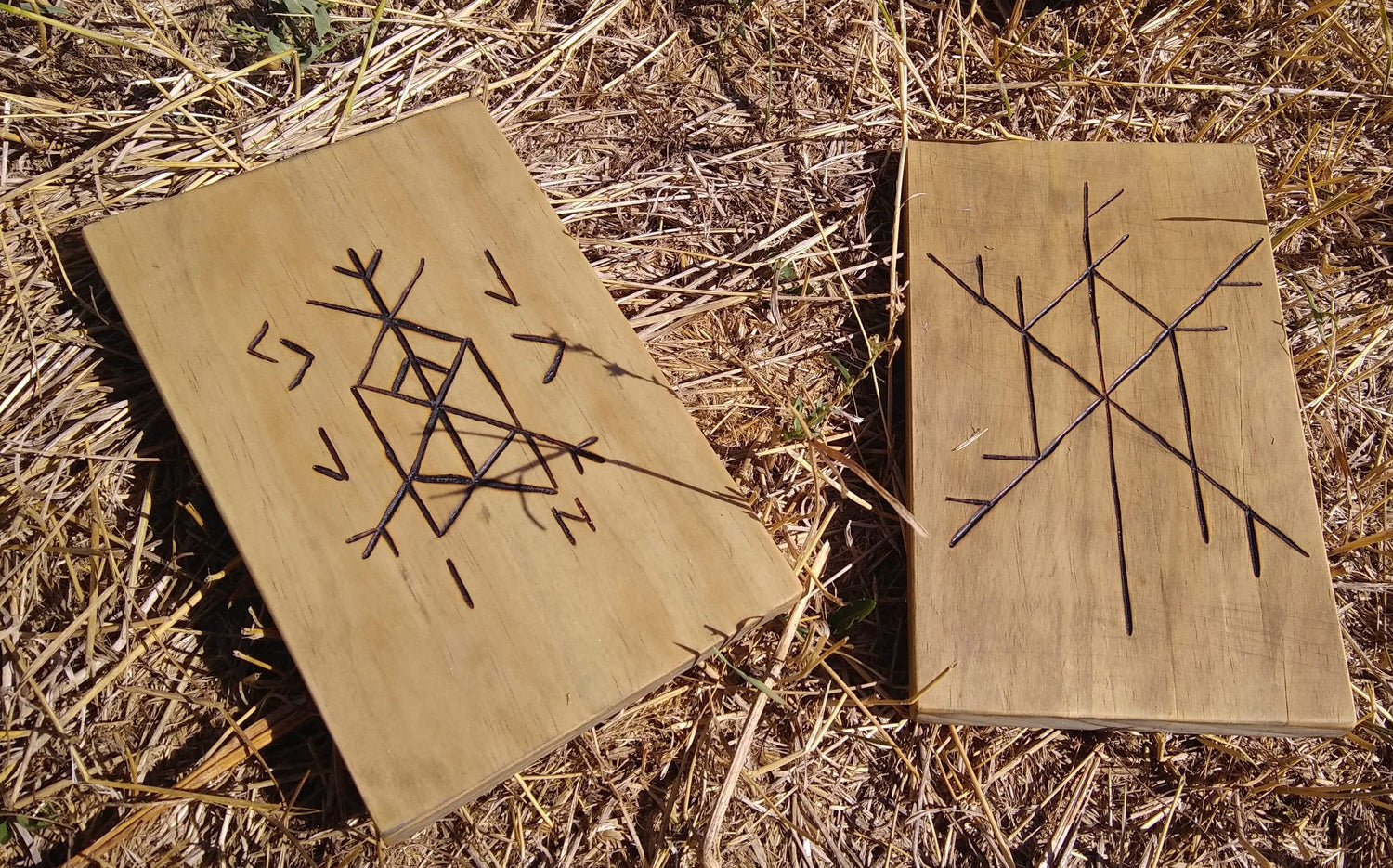 Oak Planks with different Bindrunes created by From the Hearth Viking Lifestyle