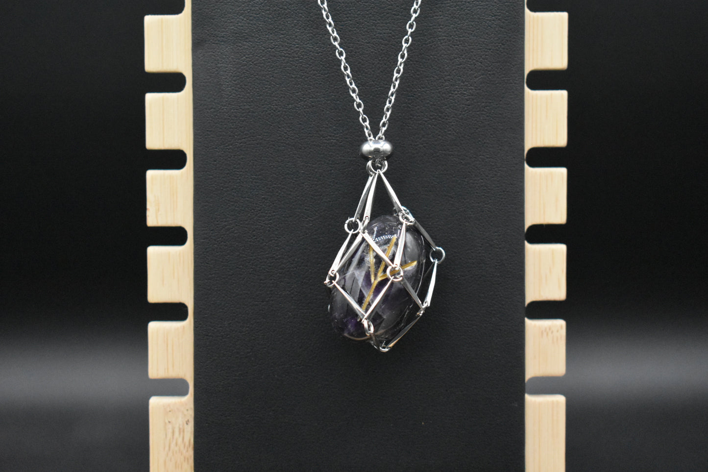 Caged Gemstone Rune Necklace