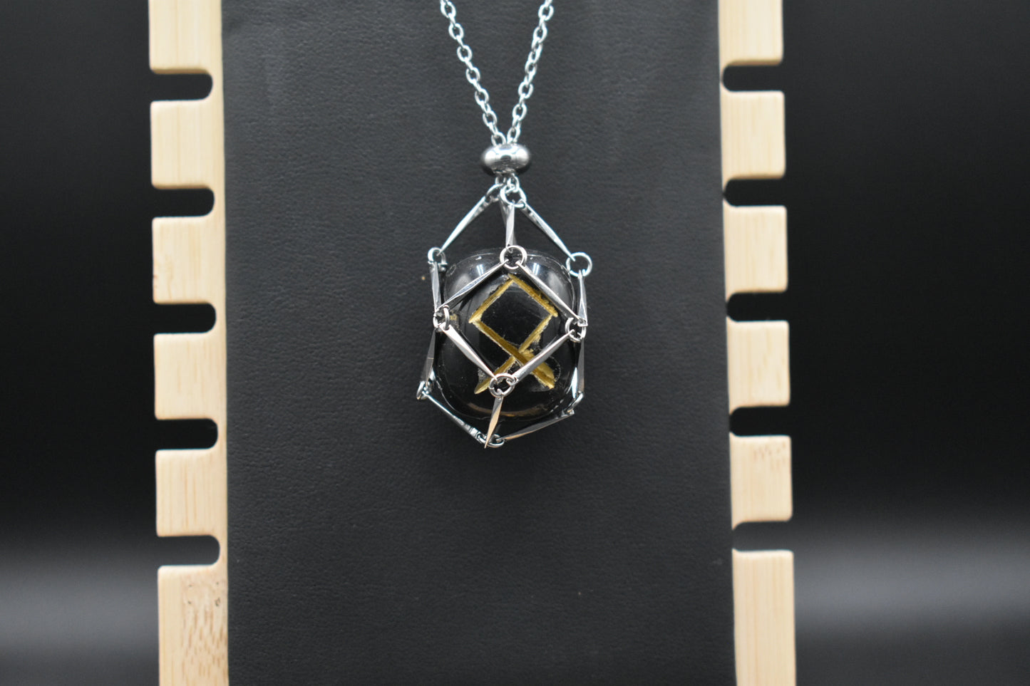 Caged Gemstone Rune Necklace