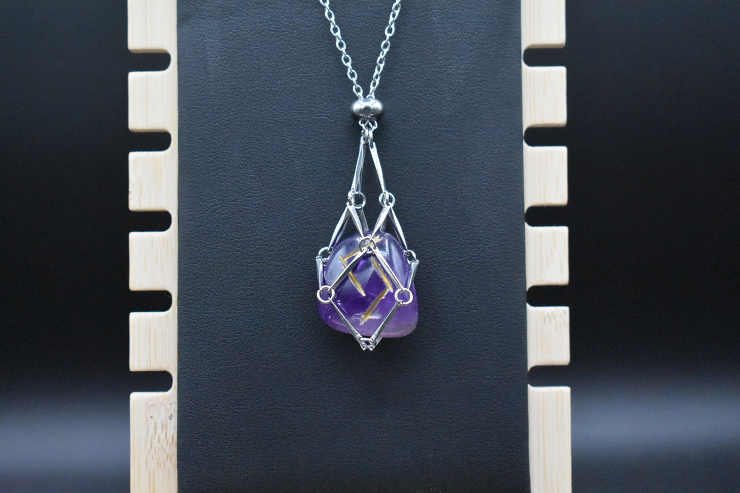 Caged Gemstone Rune Necklace