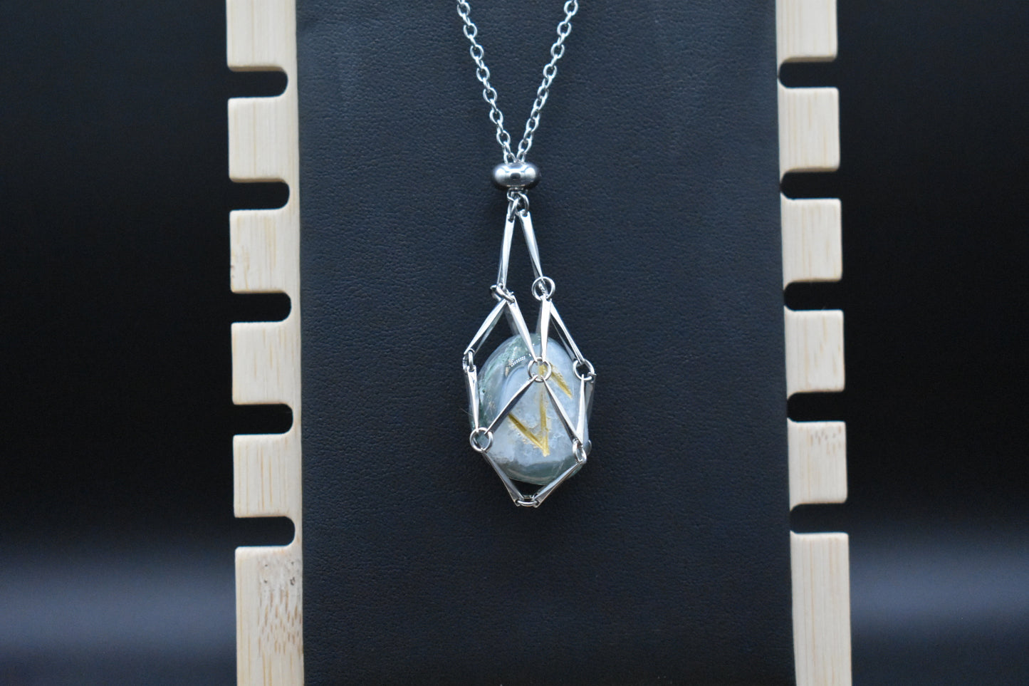 Caged Gemstone Rune Necklace